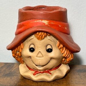 Vintage 1988 Lefton Scarecrow Candle Holder